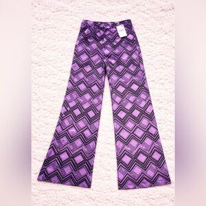 Mango MNG Purple Geometric Flare Pants XS NWT